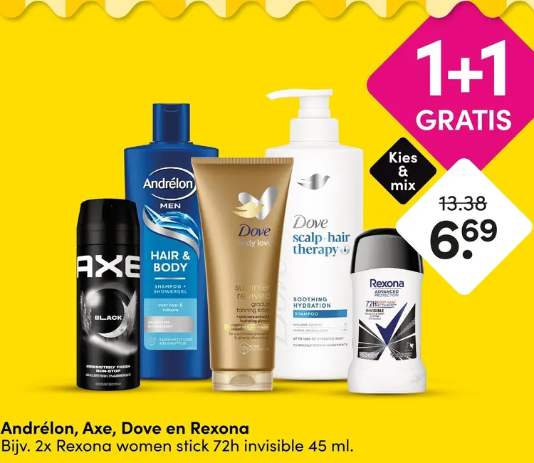 Aanbieding: Shampoo, Douchegel, Bodylotion, Deodorant of Stick