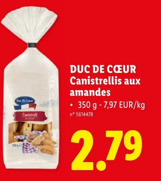 Offre: Duc de Cœur Canistrellis aux amandes