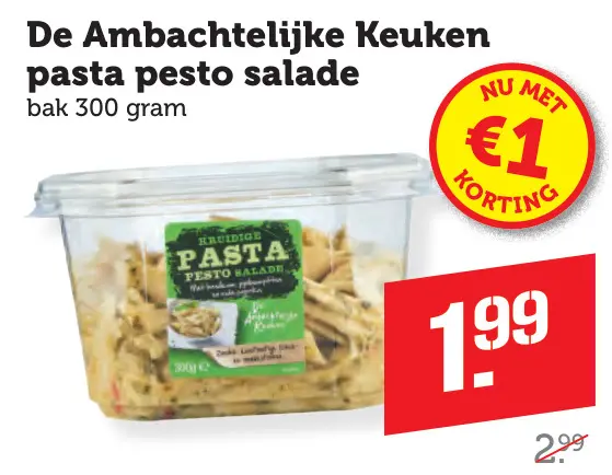 Aanbieding: De Ambachtelijke Keuken pasta pesto salade