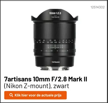 Aanbieding: 7artisans 10mm F/2.8 Mark II (Nikon Z-mount),