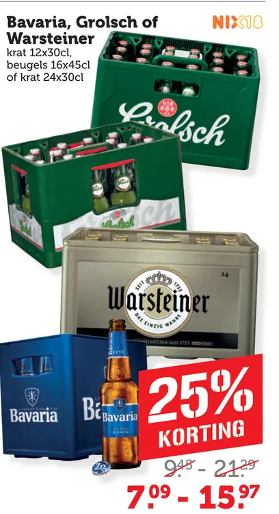 Aanbieding: Bavaria, Grolsch of Warsteiner