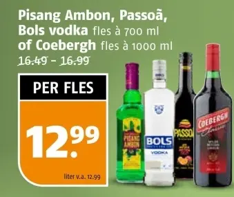Aanbieding: Pisang Ambon, Passoã, Bols vodka of Coebergh
