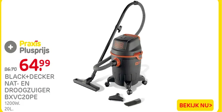 Aanbieding: Black+decker nat- en droogzuiger bxvc20pe