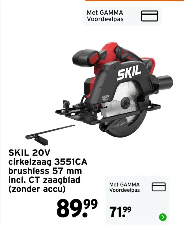 Aanbieding: cirkelzaag 3551CA brushless 57 mm incl. CT za