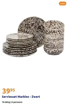 Aanbieding: Serviesset Marbles - Zwart
