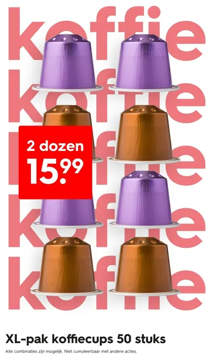 Promotie: XL-pak koffiecups 50 stuks