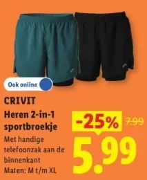 Aanbieding: Heren 2-in-1 sportbroekje