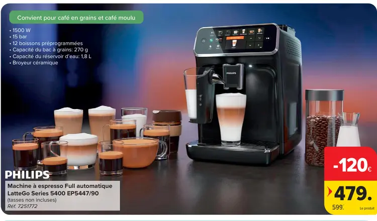 Offre: Machine à espresso Full automatique LatteGo 