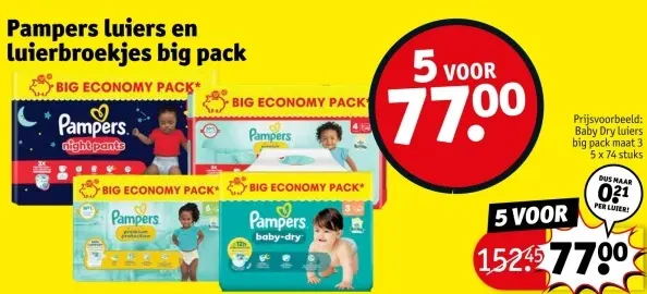 Aanbieding: Pampers luiers en luierbroekjes big pack