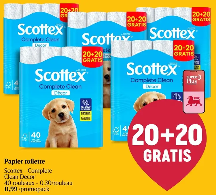 Offre: Papier toilette Scottex - Complete Clean Décor