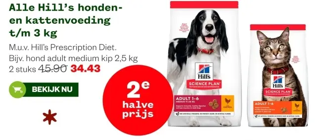Aanbieding: Hill's honden- en kattenvoeding t/m 3 kg