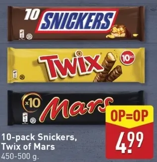 Aanbieding: 10-pack Snickers, Twix of Mars