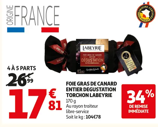 Aanbieding: Foie gras de canard entier degustation torcho