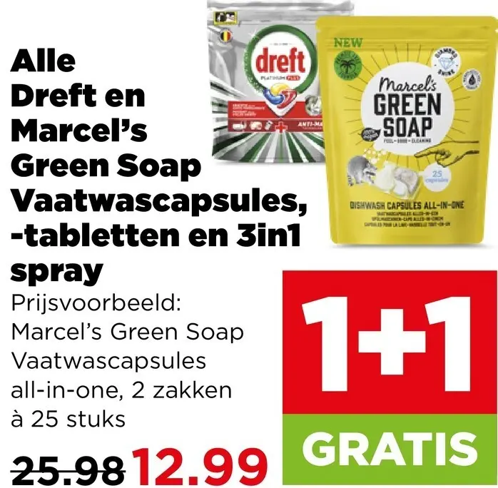 Aanbieding: Vaatwascapsules, -tabletten en 3in1 spray