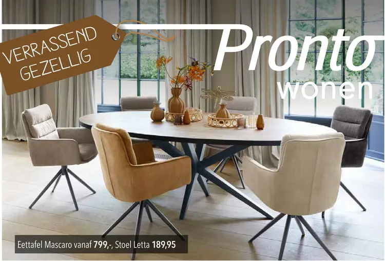 Aanbieding: Eettafel Mascaro, Stoel Letta