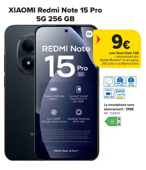 Offre: Redmi Note 15 Pro 5G 256 GB