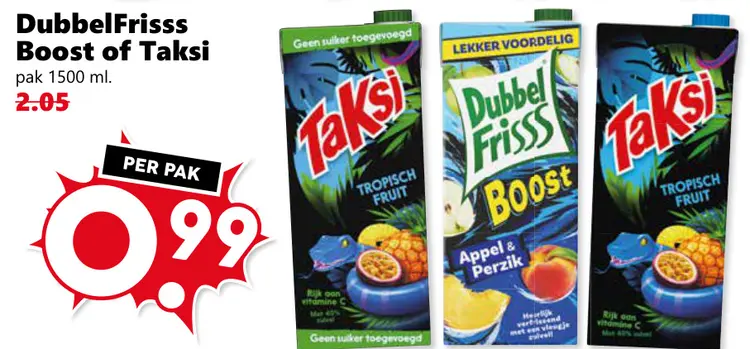 Aanbieding: Dubbelfrisss Boost of Taksi