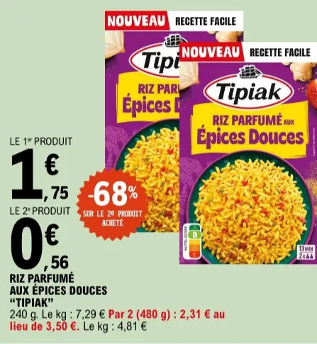Offre: Tipiak Riz parfumé aux épices douces