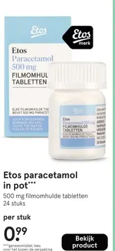 Aanbieding: Etos paracetamol in pot