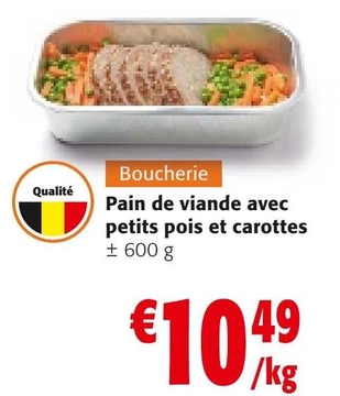 Offre: Pain de viande avec petits pois et carottes