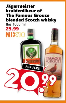 Aanbieding: Jägermeister kruidenlikeur of The Famous Grou