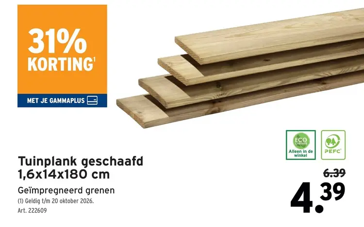 Promotie: Tuinplank geschaafd