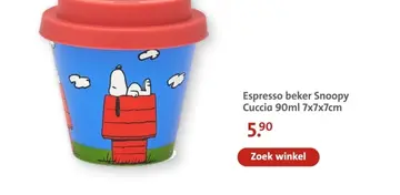 Aanbieding: Espresso beker Snoopy Cuccia