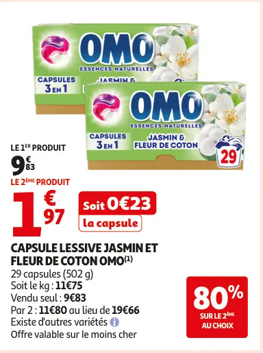 Offre: Capsule lessive jasmin et fleur de coton