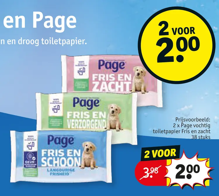 Promotie: Page vochtig toiletpapier Fris en zacht