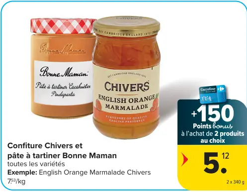 Offre: Confiture Chivers et pâte à tartiner Bonne Maman