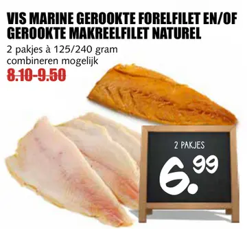 Aanbieding: Vis marine gerookte forelfilet en/of gerookte makreelfilet naturel