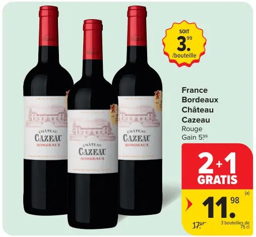 Offre: Château Cazeau Bordeaux Rouge