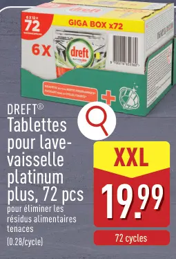 Offre: Tablettes pour lave-vaisselle platinum plus