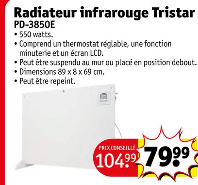 Offre: Radiateur infrarouge Tristar