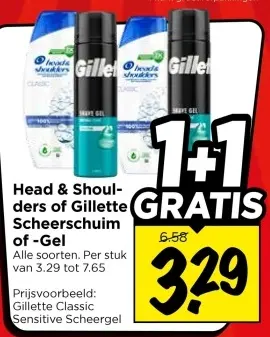 Aanbieding: Head & Shoulders of Gillette Scheerschuim of -gel