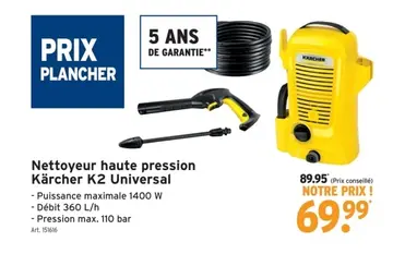 Offre: Nettoyeur haute pression Kärcher K2 Universal