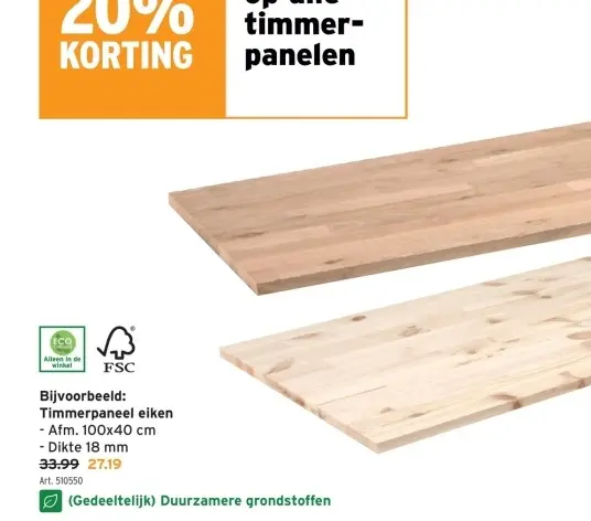 Promotie: Timmerpaneel eiken