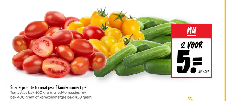 Aanbieding: Snackgroente tomaatjes of komkommertjes