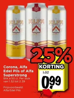 Aanbieding: Corona, Alfa Edel Pils of Alfa Superstrong