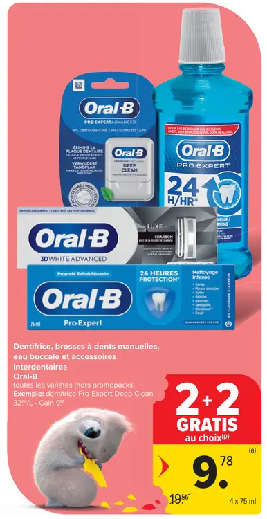 Offre: Dentifrice, brosses à dents manuelles, eau buccale et accessoires interdentaires