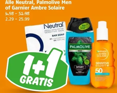 Aanbieding: Neutral, Palmolive Men or Garnier Ambre Solaire