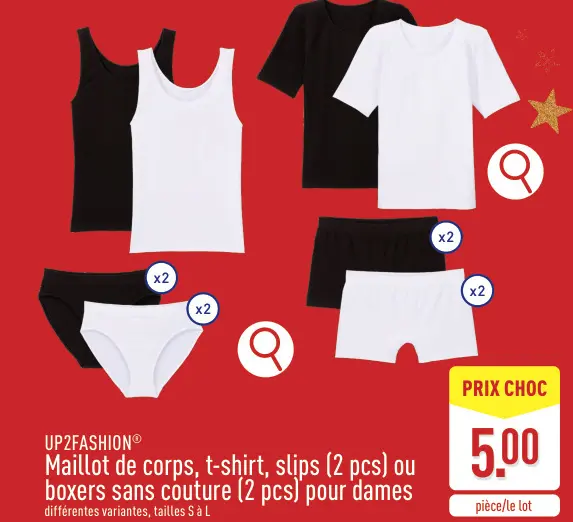 Offre: Maillot de corps, t-shirt, slips ou boxers sans couture