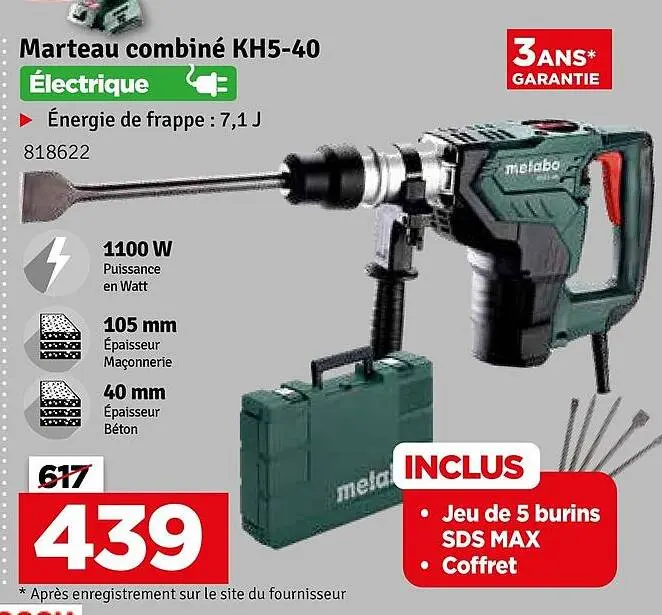 Offre: Marteau combiné KH5-40