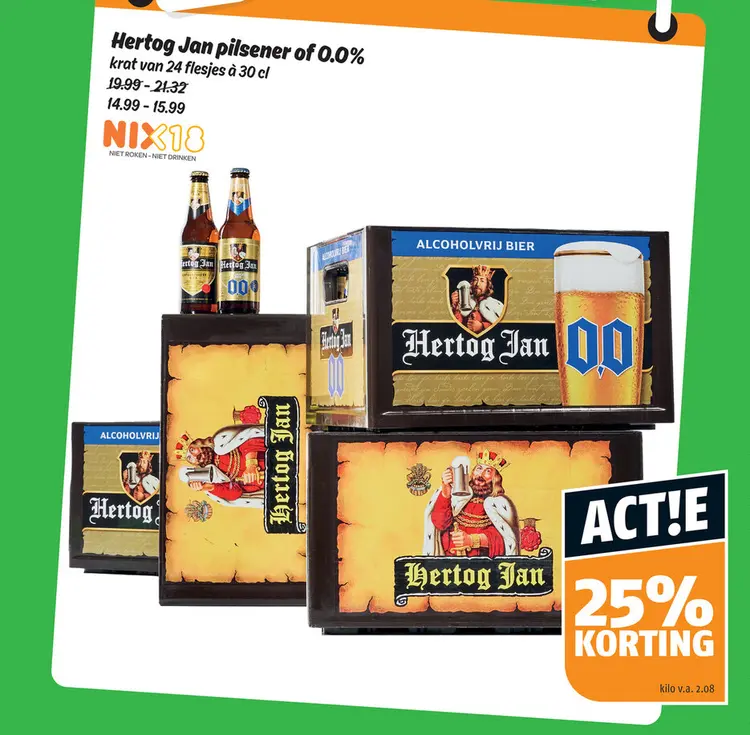 Aanbieding: Hertog Jan pilsener of 0.0%