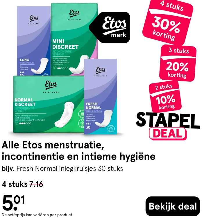Aanbieding: Alle Etos menstruatie, incontinentie en intieme hygiëne