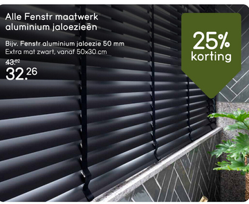 Aanbieding: Fenstr aluminium jaloezie 50mm extra mat - zwart (15031)