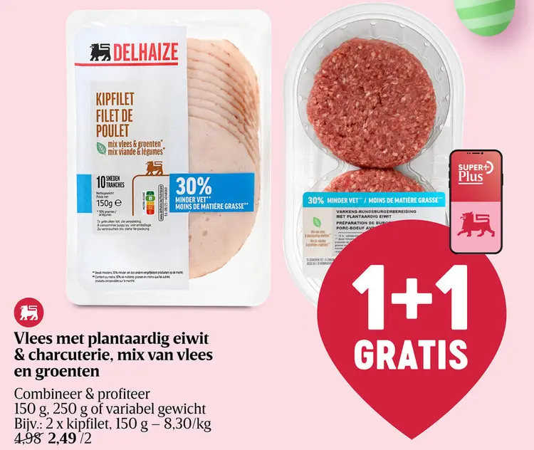 Promotie: Vlees met plantaardig eiwit & charcuterie, mix van vlees en groenten