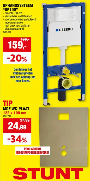 Promotie: Geberit UP100 ophangsysteem WC