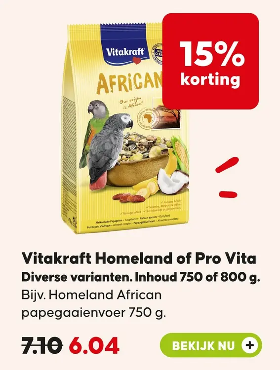 Aanbieding: Homeland African papegaaienvoer