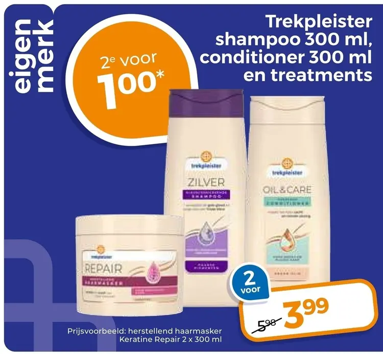 Aanbieding: Shampoo 300 ml, conditioner 300 ml en treatments